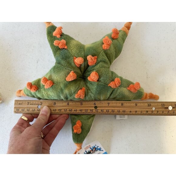 2 Wild Republic stuffed starfish plush realistic TAG green orange 2014 Cuddlekin - Picture 12 of 16